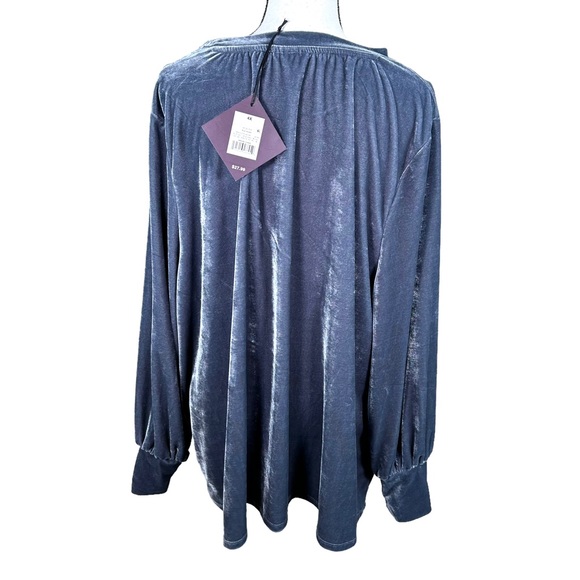 NWT Ava & Viv Blue Crushed Velvet Tunic Top - Picture 3 of 8